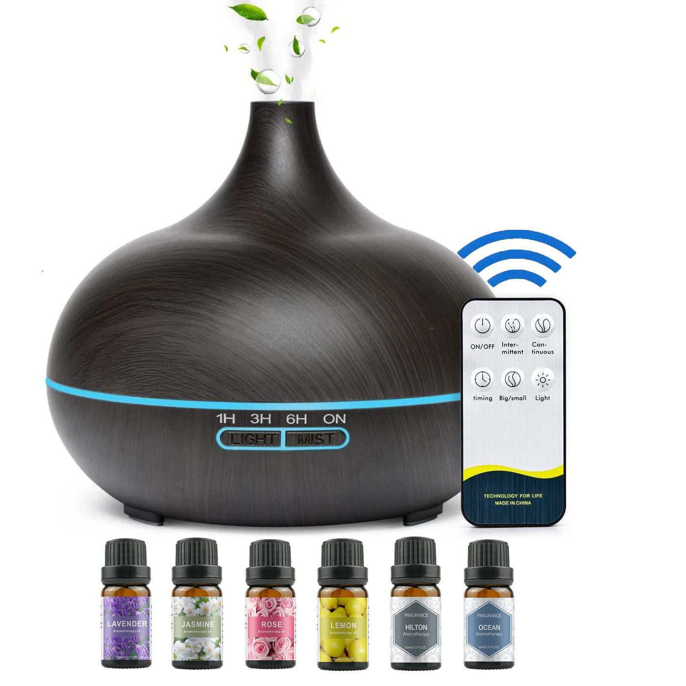 550ML Aromatherapy Oil Diffuser, Auto Shut-Off When Water Runs Out - Essential Oil Aromatherapy Diffuser With 6 Bottles Of 10ML Essential Oil Set --Sales On Temu And Shein Are Prohibited